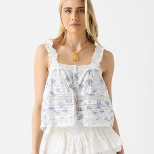 Loveshackfancy Floral Lace Trim Tank Top